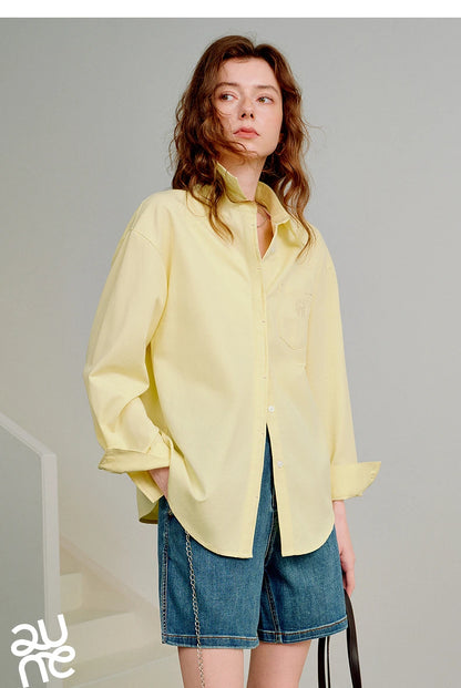 TOYOUTH Women Easy Morning Lazy Shirts 2026 Spring New Wrinkle-Resistant Low-Maintenance Light Spring Cotton Blouses