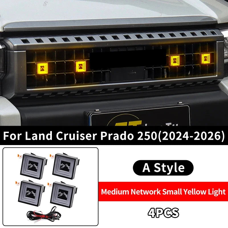 For Toyota Land Cruiser 250 2024 2025 1958 J250 Radiator grille Decorative Light Strip Off-Road Fog Lamp Decoration Accessories