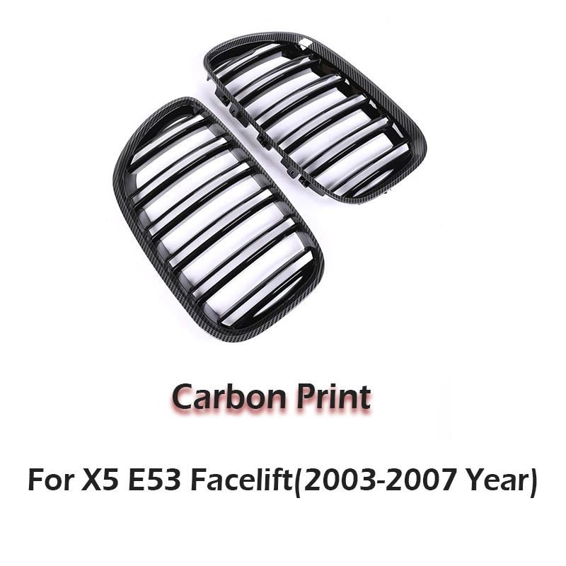 Front Bumper Kindey Grille Carbon M Style For BMW X5 E53 Facelift 2004 2005 2006 X5M Exterior Parts Grills Cover Car Accessories