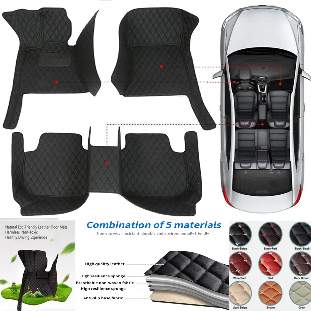 3D PU-leather Waterproof Custom Car Floor Mats For Toyota RAV4 2005-2025 Years Auto Carpets Coche Accessorie Liners