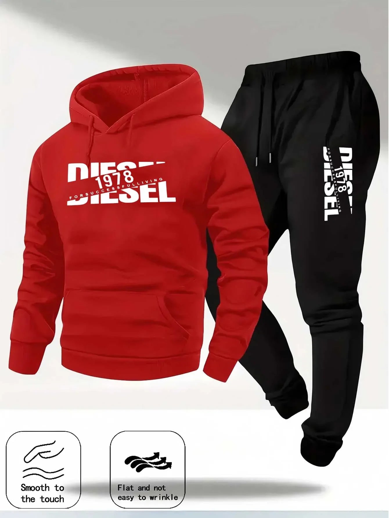 Men's hooded pullover sports fashion gift set, with hood, suitable for autumn and winter casual sweaters and pants