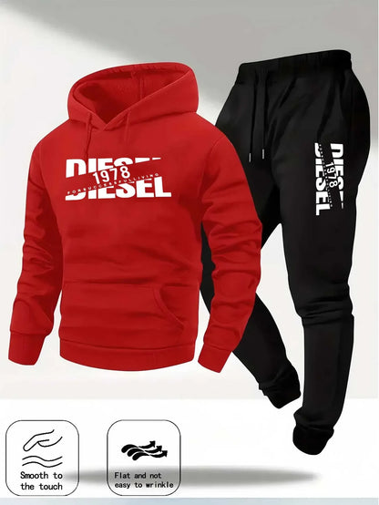 Men's hooded pullover sports fashion gift set, with hood, suitable for autumn and winter casual sweaters and pants