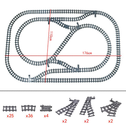 City Trains Flexible Tracks Forked Straight Curved Rails Switch Building Block Bricks High-Tech Creative Toys for kids gifts