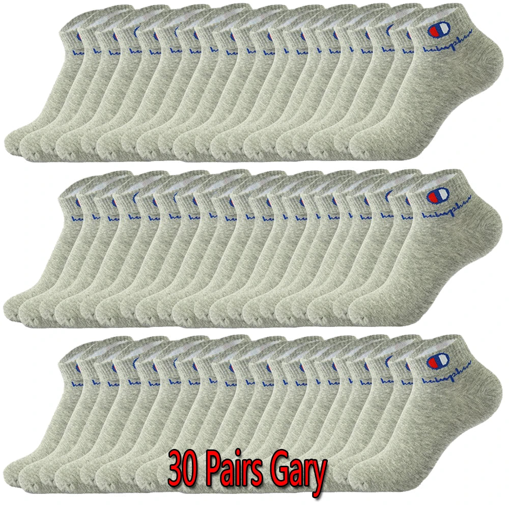 10/20/30 Pairs Ankle Socks Men Women Cotton Brand Socks Athletic Running Socks Cushioned Breathable Low Cut Sports Short Socks