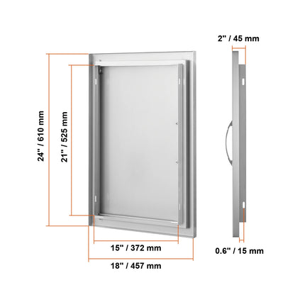 SucceBuy BBQ Access Door Stainless Steel Flush Mount Door Wall Vertical Door w/ Recessed Handle Grilling Station Outside Cabinet