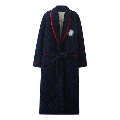 Winter Men Bath Robe 3 Layer Clip Cotton Bathrobe Male Dressing Gown Pijamas Hombre