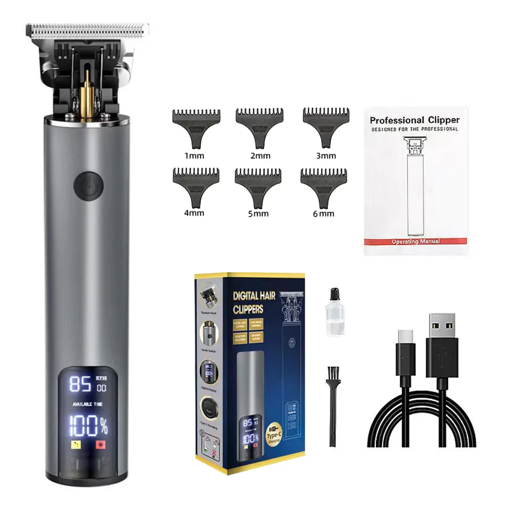 Professional Electric Hair Clipper - Fast Charging Bald Head Trimmer with Oil forCarving Home & Barber Use