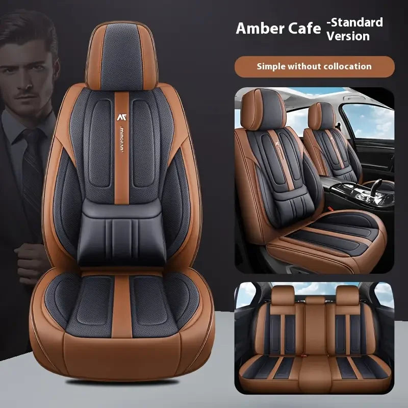 Universal 5-Seat Car Seat Cover 360° Full Coverage with Integrated Waist Support And Side Pockets for Most Vehicle Interior
