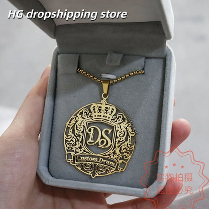 Custom Logo Pendant Necklace Personalized Picture Chain For Men Hiphop Punk Stainless Steel Thick Chain Jewelry For Birthday
