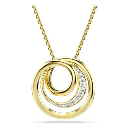 New shoe style inlaid mixed crystal interlocking rose gold pearl romantic heart-shaped necklace