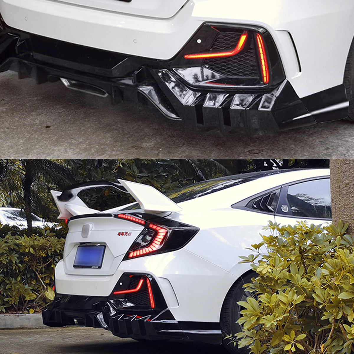 Car Styling For Honda Civic Hatchback 2021Body Kits Rear Spoiler Bumper Edge Rear Diffuser FK8 Rear Spoiler