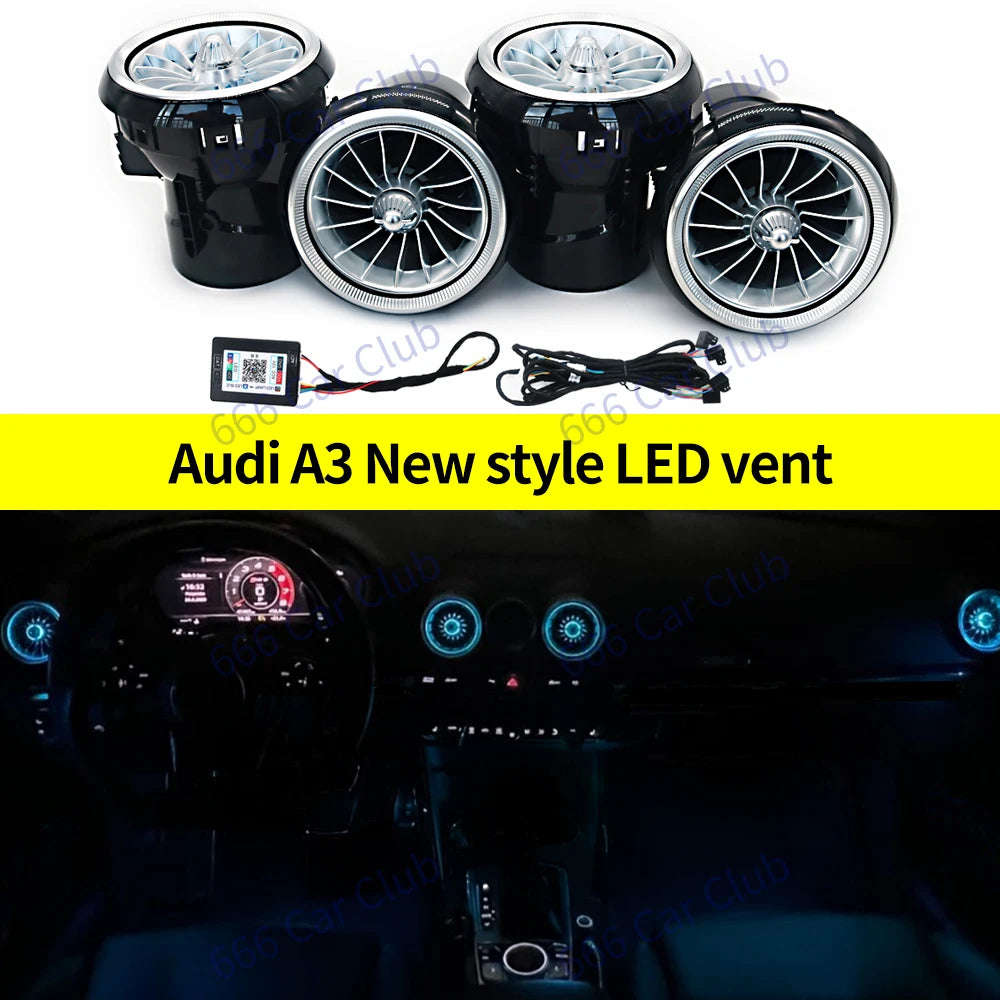 256 Colours Air Vents For Audi A3 S3 RS3 8V 8Y 8P 2004-2020 Car Dashboard Ambient Light LED Air Conditioner Outlet Nozzle Lamp
