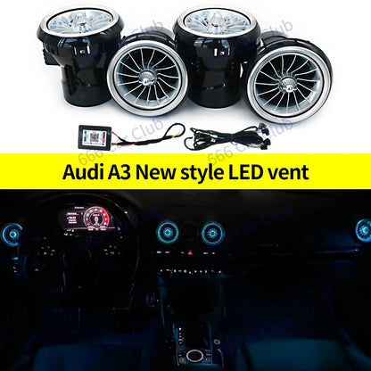256 Colours Air Vents For Audi A3 S3 RS3 8V 8Y 8P 2004-2020 Car Dashboard Ambient Light LED Air Conditioner Outlet Nozzle Lamp