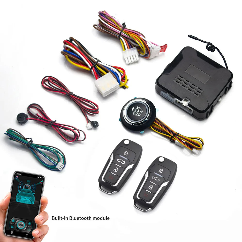 12V Car Alarm Universal Auto Start Stop System Remote Mobile Bluetooth App Control Engine Ignition Autostart Kit Push Accessory