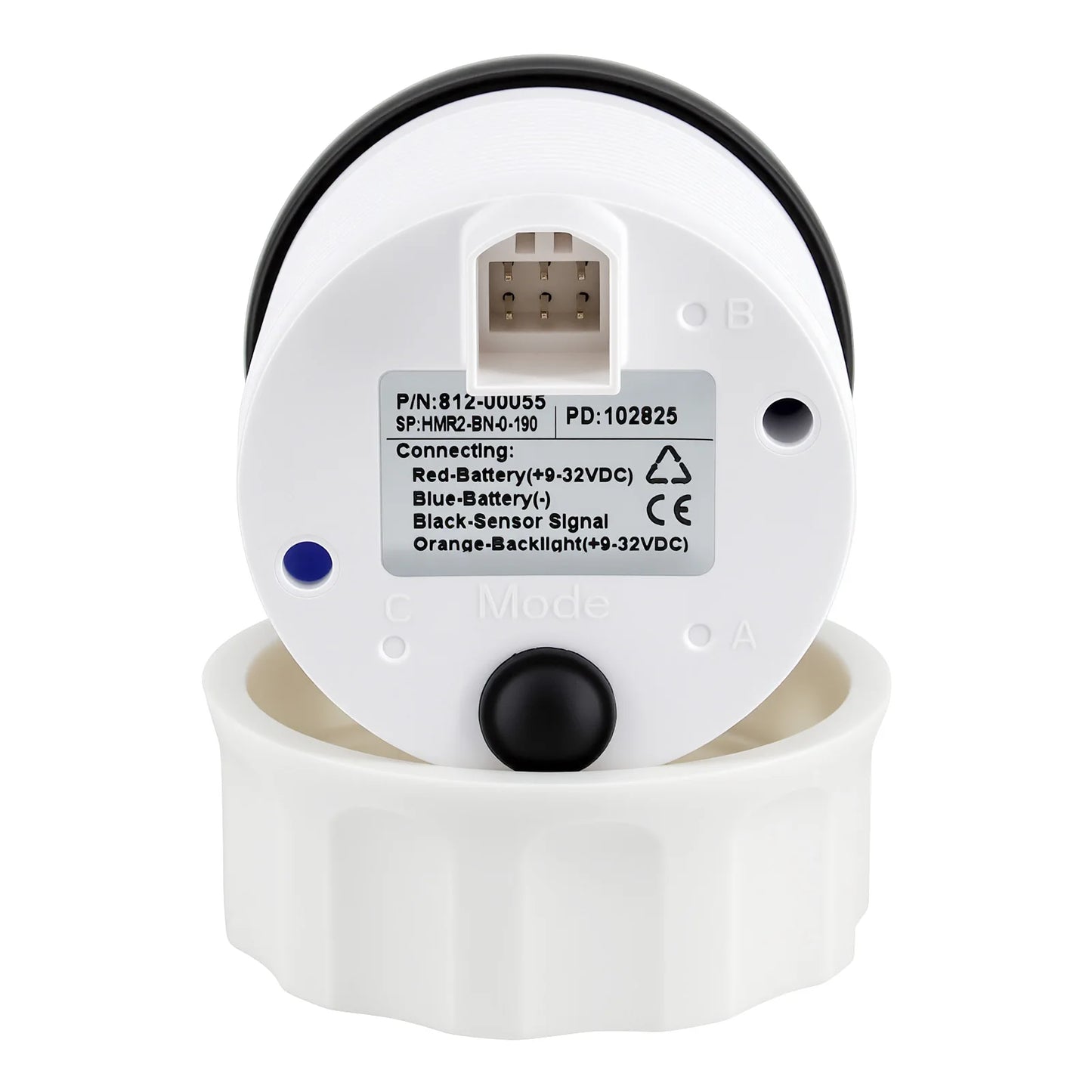 52MM Rudder Angle Indicator with 8 colors backlight Waterproof Rudder Position Gauge with Sensor 0-190ohm for Boat Yacht Marine
