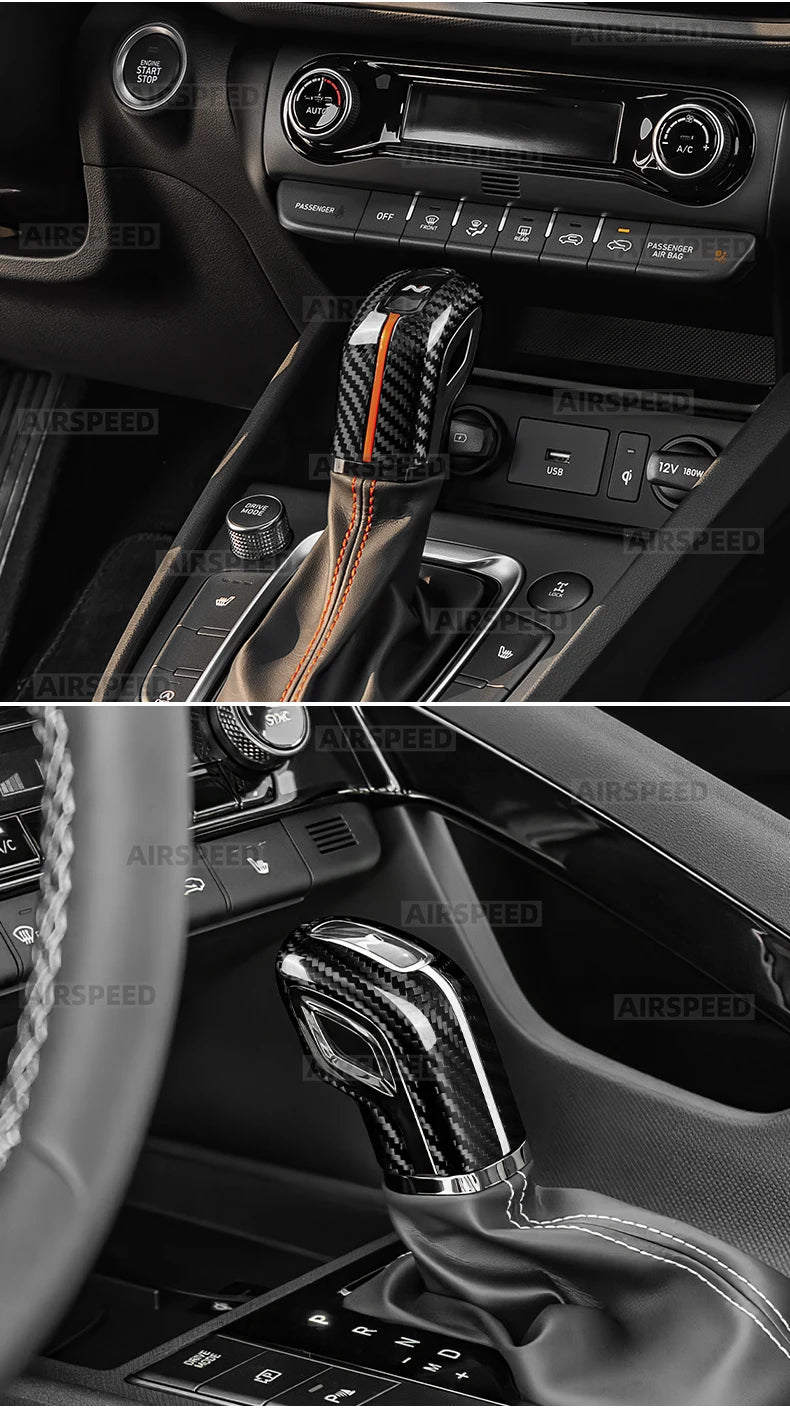 For Hyundai Elantra N/Veloster N/Kona N/i20 N/i30 N 2021-2024 2025 Tucson N Line 2022-2023 Dry Carbon Fiber Car Gear Knob Trim