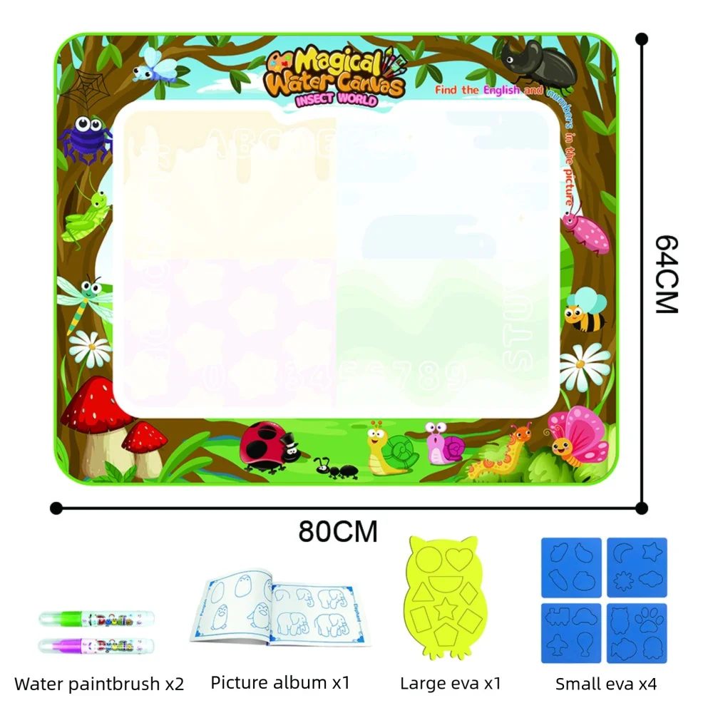 Magic Water Drawing Mat Canvas Reusable Painting Board Doodle Color Reveals When Wet With Mat Pens Sketchbook Tracing Boards