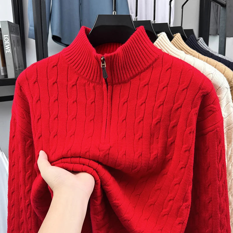 Star Same Best-selling Autumn and Winter Half Zip Lovers' Shirt Long Sleeve Top Fried Dough Twists Sweater High Quality