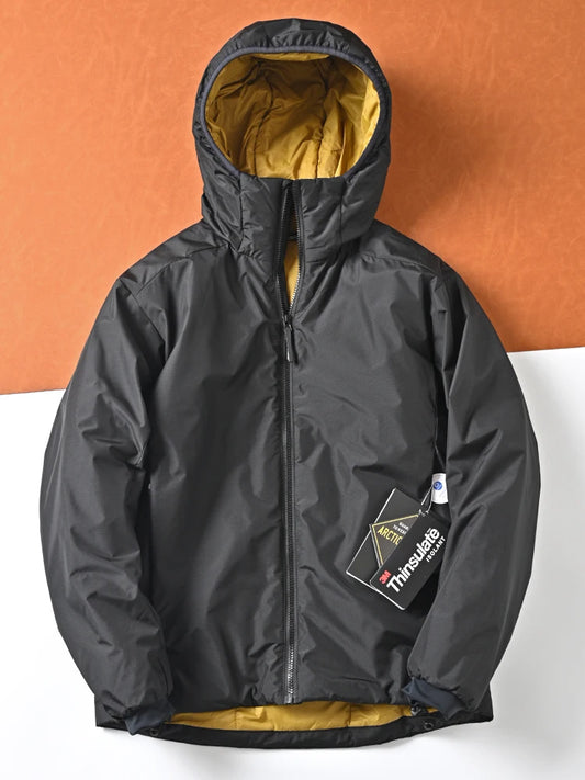 Thickened Outdoor Casual Cotton Jacket Men's Fashion City Style Windproof Warm Hooded Coat Regular Length Loose Fit Coat
