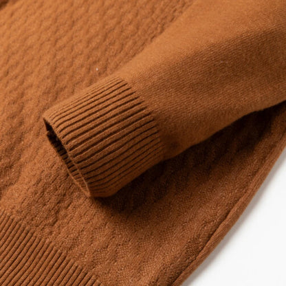 High-quality Men's Business Casual Solid Color V-neck Long Sleeve Warm Sweater, 2024 Daily Versatile POLO Shirt.M-4XL