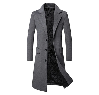 Quality Thickened Long Woolen Blends Coat Men's Autumn Winter New Style Casual Business Windbreaker Jacket Fashion Trench Coats