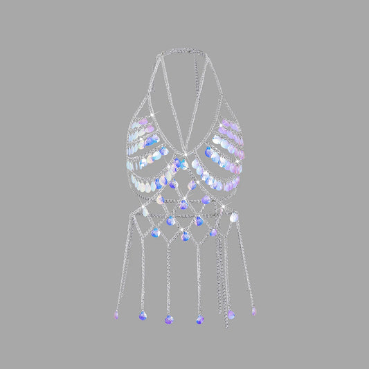 Summer Colorful Shells Chest Bra Chain Sweet Body Outfit Accessories 2025 Handmade Tank Top Sexy Lingerie Jewelry For Women