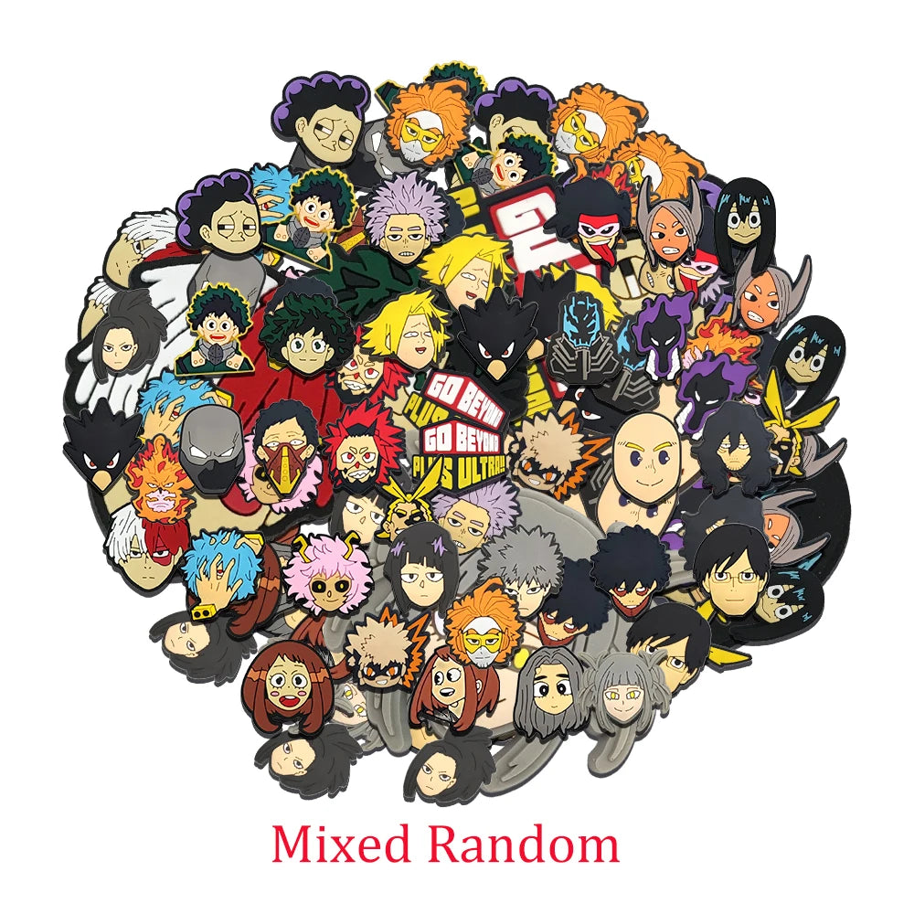 Hot Toys Japanese Manga 10-132pcs Shoe Charms My Hero Academia PVC Shoe Accessories Decoration Party Kids Xmas Halloween Gifts