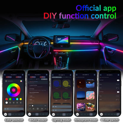 Symphony 18 in 1 RGB LED Car Interior Ambient Light Kit Acrylic Strip Full Color Streamer Atmosphere Lamp Auto Accessories