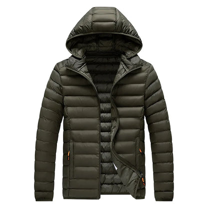 8XL Men's autumn and winter waterproof down jacket, jacket, overcoat, net, hooded casual wear, outdoor wear, hat clothing, men's