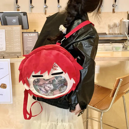 Cartoon Naruto Sasuke Backpack Anime Figure Gaara Itabag High-Capacity Travel Transparent Makeup Storage Bag Doll Toys Gifts