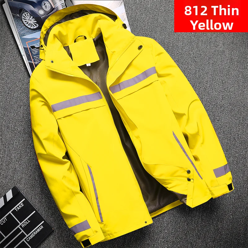 Thickened Fleece Lined Cotton Jacket for Men Work Site Reflective Winter Labor Protection Outerwear Cold Resistant Coat Print...