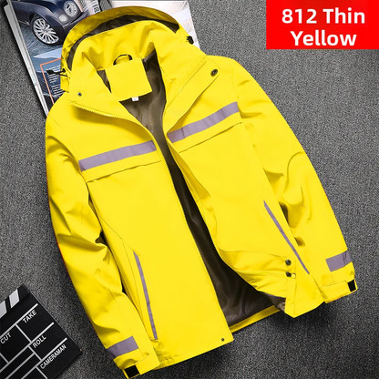 Thickened Fleece Lined Cotton Jacket for Men Work Site Reflective Winter Labor Protection Outerwear Cold Resistant Coat Print...