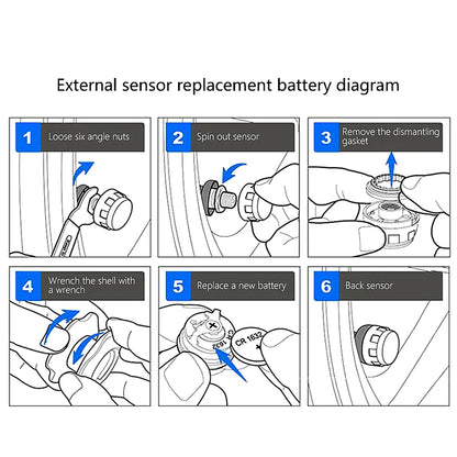 Wireless Bluetooth-Compatible 4.0 5.0 Tire Pressure Sensor Monitor System Android/IOS General Motorcycle TPMS External Sensors