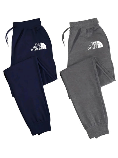 2-Pack Men's Polyester Joggers, Drawstring Waist, Wrinkle-Resistant, Breathable, Slim-Fit, Cuffed Hem, Smooth Drape, Ide