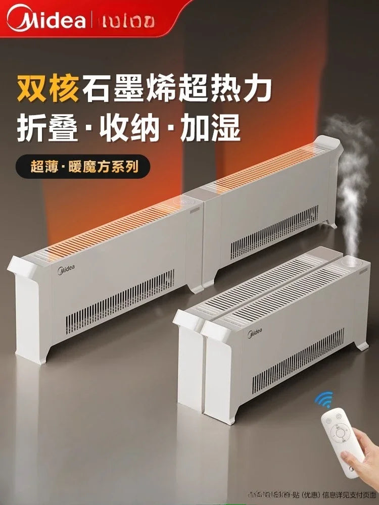 220V Midea Electric Heater with Graphene Large Area Heating Winter Essential New Footboard Heater for Home BDW