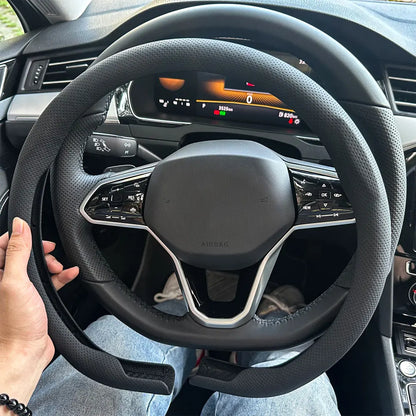 Leather D cut Auto Steering Wheel Cover Ultra-Thin Breathable Non-Slip D Shape Sport Car Steering Wheel Protector Accessories