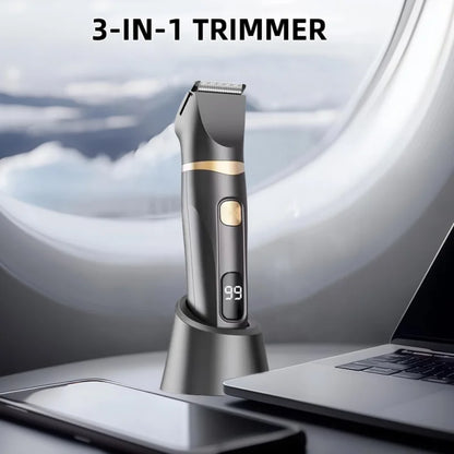 Men's three in one multifunctional hair clipper, eyebrow trimmer, private area beard and nose hair trimmer, Type-C USB charging,
