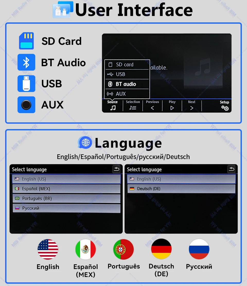 Noname 5GD035280B MIB Carplay Car Radio for VW Golf MK7 MK7.5 Passat B8 Sportvan Tiguan Bluetooth 6.5 inch Android Auto Player