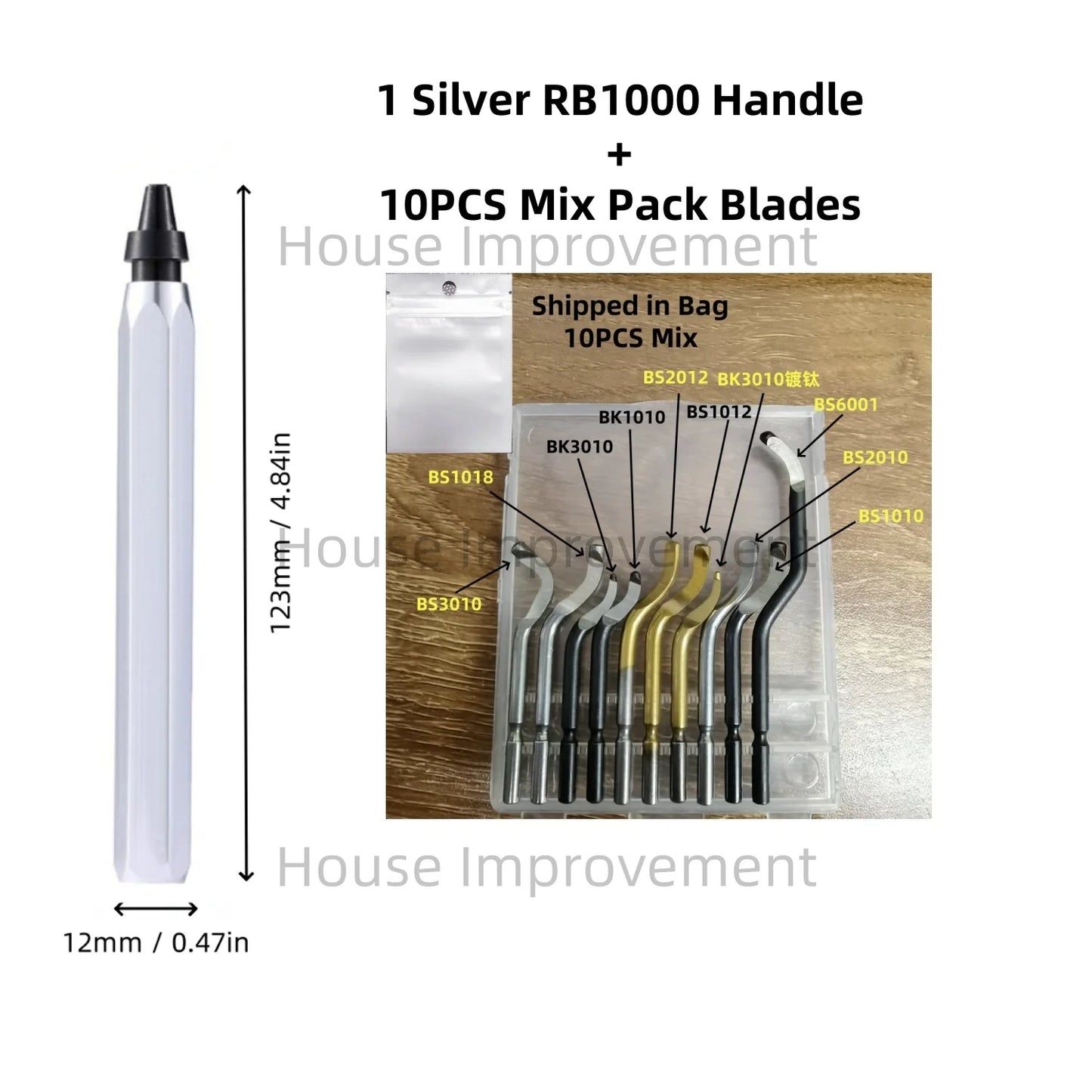 Deburring Tool Set with 11pcs High Speed Steel Swivel Blades Burr Removal Tool for Metal Resin PVC Pipes Copper Plastic Aluminum