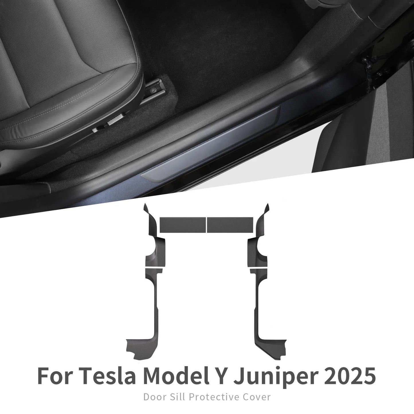 LUCKEASY for Tesla Model Y Launch 2025 2026 Juniper Central Control Side Anti-kick Pad TPE Door Sill Strip Guard Protection