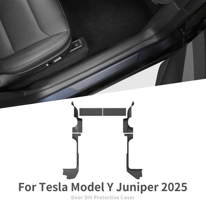 LUCKEASY for Tesla Model Y Launch 2025 2026 Juniper Central Control Side Anti-kick Pad TPE Door Sill Strip Guard Protection