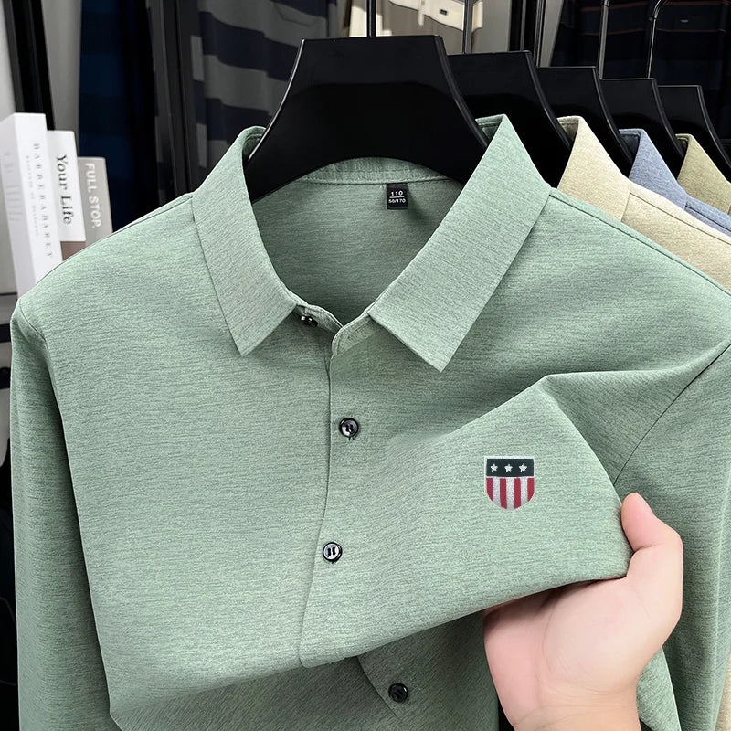 Quality New Man Long-Sleeved Shirt Lapel Single-Breasted Printing Spring Hot-Selling Shirt Leisure Fashion Trend Men's Clothing
