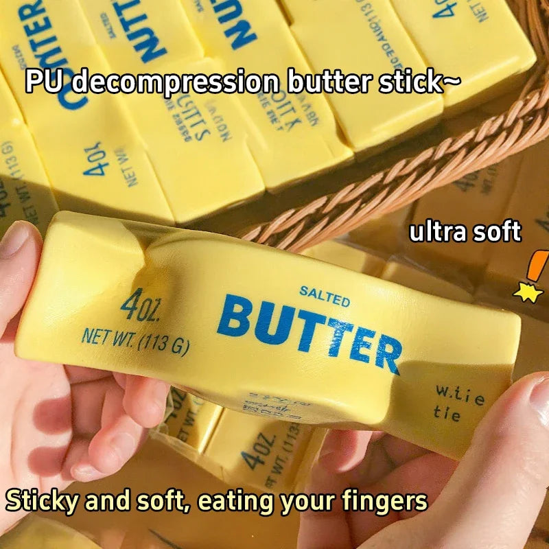 Squishy Simulation Big Butter Stick Fidget Toys Elastic Cube Cheese Stick Funny Squeeze Prank Toy Stress Anxiety Relief Game