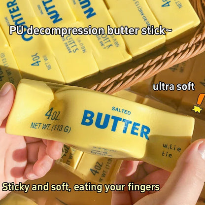 Squishy Simulation Big Butter Stick Fidget Toys Elastic Cube Cheese Stick Funny Squeeze Prank Toy Stress Anxiety Relief Game