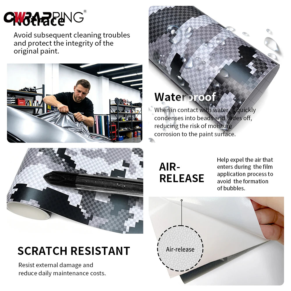 Camouflage Printing Car Wrapping Sticker Waterproof Automotive Vinyl for Motorcycle Self-adhesive Car Decals and Graphics Wrap