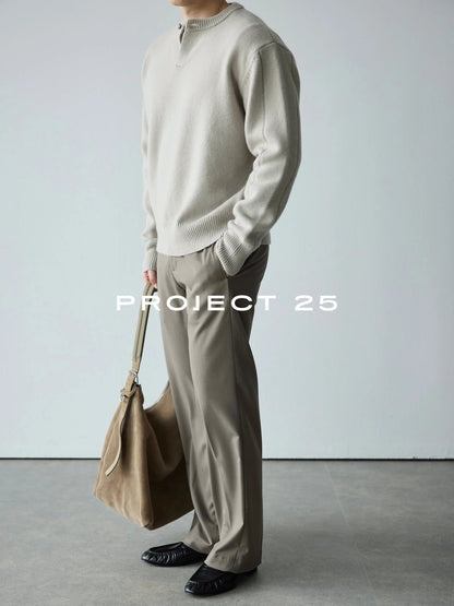 PROJECT 25 Premium Italian Wool Henley | 7-Ply 16-Count Soft Knit | One-Button Pullover Sweater