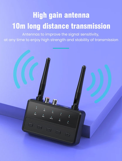 Desktop aptX-Adaptive AD/HD/LL AAC 2 in 1 Bluetooth Audio Transmitter Receiver 3.5MM AUX RCA Stereo HiFi Music Wireless Adapter