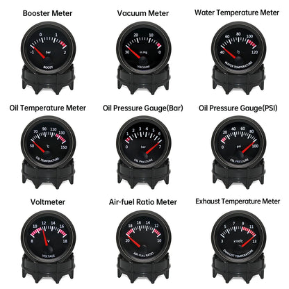 AD 52mm Water Temp/Oil Temp/Voltmeter/Oil Press BAR PSI /Vacuum/Boost Gauge/Air Fuel Ratio/EGT Gauge With Sensor Fit for 12V Car