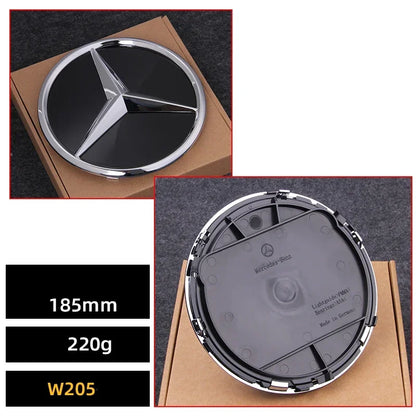 Car Front Grille Emblem Star Badge  Logo Chrome black Silver 3D Mirror Mercedes Benz Amg W205 W204 W253 W213 W206 W166 gle glc