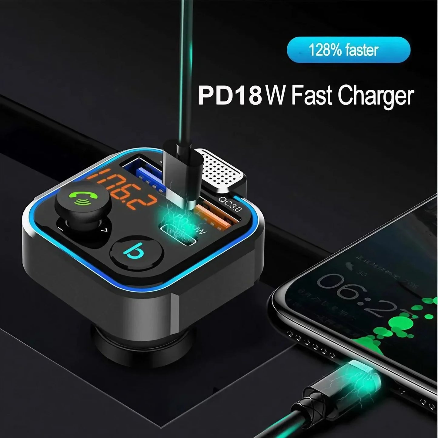 Bluetooth 5 0 FM Transmitter QC3 0 Fast Charger MP3 Player Car Wireless Audio Receiver Hands Free Car Charger Adapter for Phone